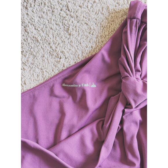 Abercrombie & Fitch Crepe Asymmetrical One-Shoulder Bodysuit Large Burgundy Fall - Picture 8 of 12